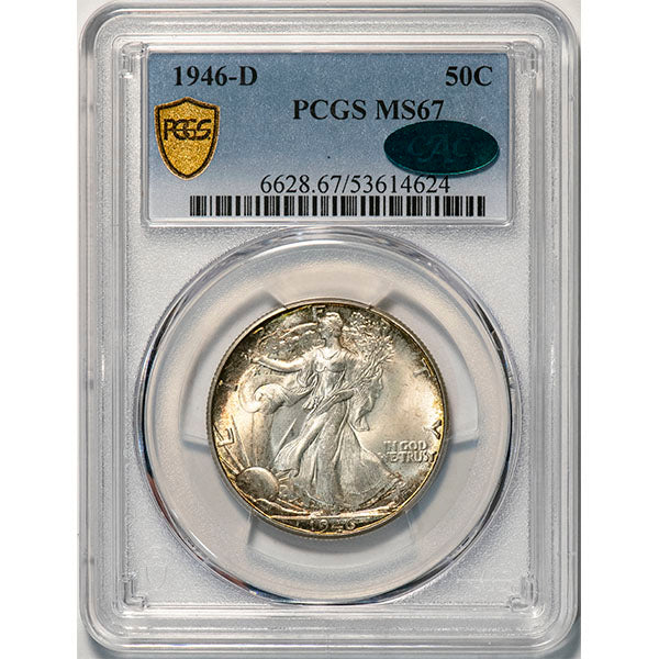 (6628) 1946-D 50C PCGS MS67 CAC