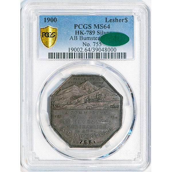 (9002) 1900 Lesher$ AB Bumstead HK-789 No. 755 PCGS MS64 CAC