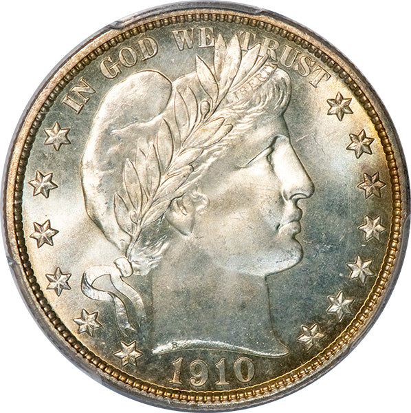 (6520) 1910-S 50C PCGS MS67+ CAC Barber obverse