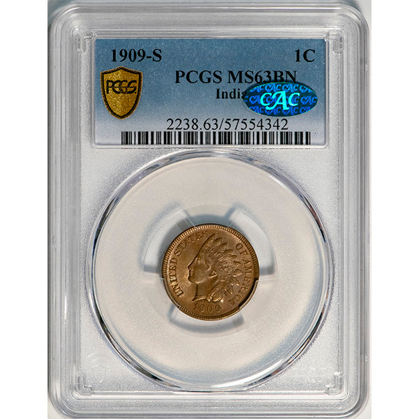 (2238) 1909-S 1C PCGS MS63BN CAC