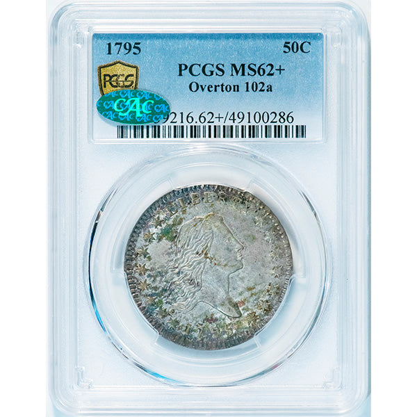 1795 50C O-102A, T-26, R.6 PCGS MS62+ CAC slab
