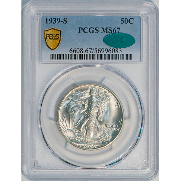 (6608) 1939-S 50C PCGS MS67 CAC Walker slab