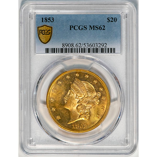 (8908) 1853 $20 PCGS MS62