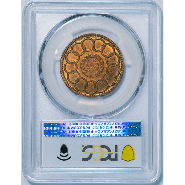 (919) 1787 Fugio 1C N-104-FF Brass New Haven Restrike PCGS MS65