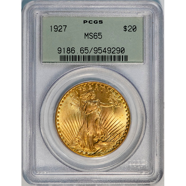 (9186) 1927 $20 PCGS MS65 Saint slab