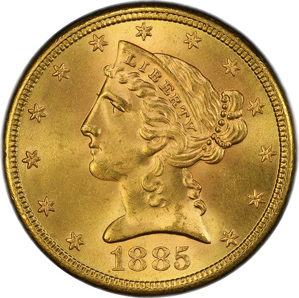 (8368) 1885-S $5 PCGS MS65 Liberty obverse