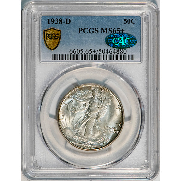 (6605) 1938-D 50C PCGS MS65+ CAC Walker slab