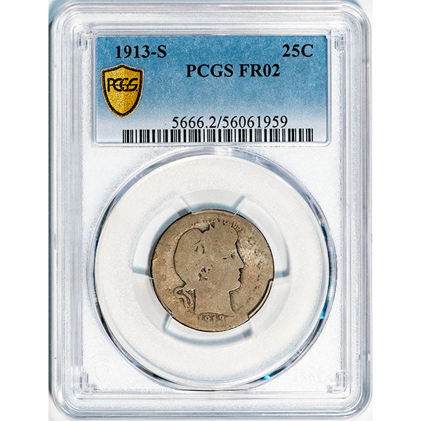 (5666) 1913-S 25C PCGS FR02 Barber slab