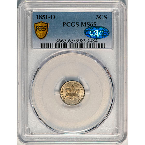 (3665) 1851-O 3CS PCGS MS65 CAC