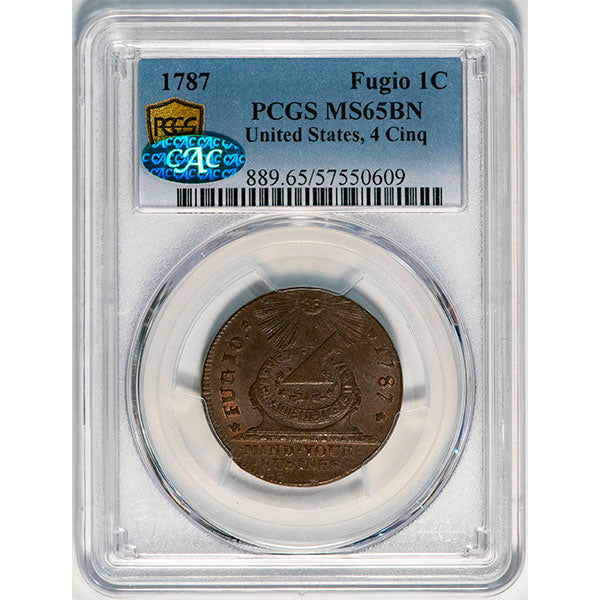 (0889) 1787 Fugio 1C United States, 4 Cinq PCGS MS65BN CAC