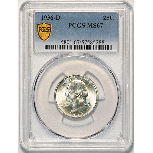 (5801) 1936-D 25C PCGS MS67