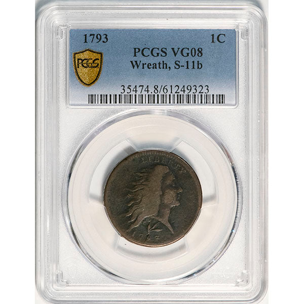 (474) 1793 1C Wreath, S-11b PCGS VG08