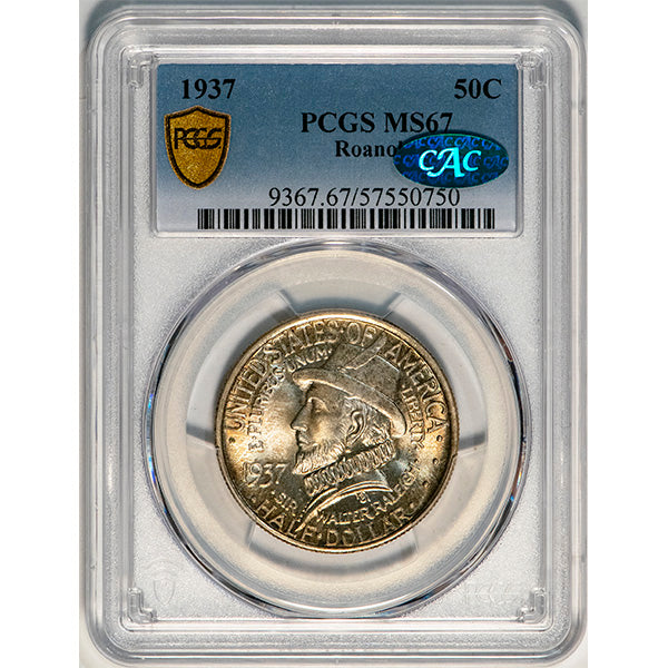 (9367) 1937 50C Roanoke PCGS MS67 CAC