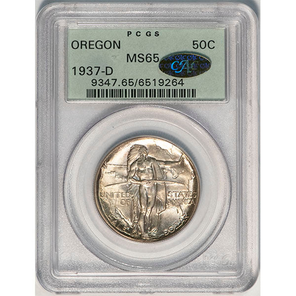 (9347) 1937-D 50C Oregon Old Holder PCGS MS65 Gold CAC