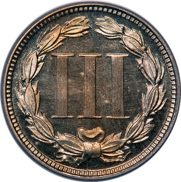 (3765) 1869 3CN PCGS PR65DCAM CAC