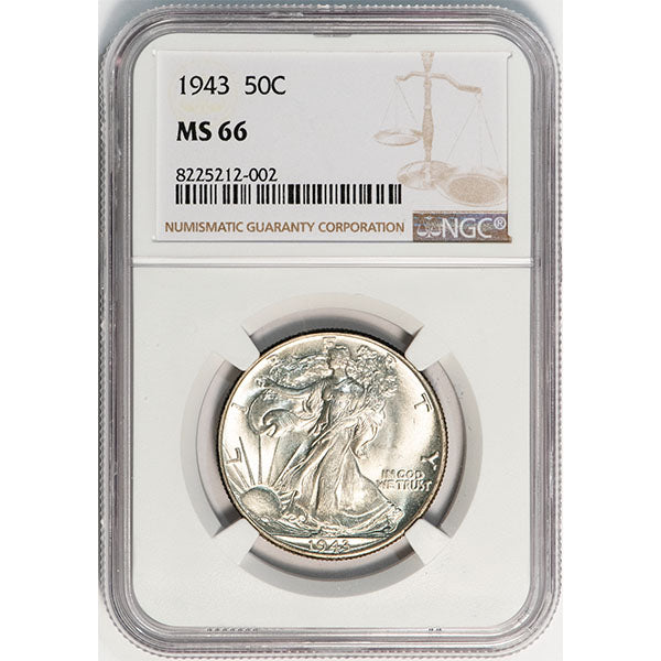 1943 50C NGC MS66 Walking Liberty Half Dollar slab