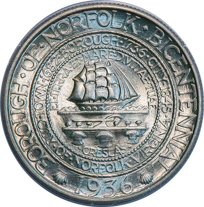 (9337) 1936 50C PCGS MS66 Gold CAC Old Holder Norfolk