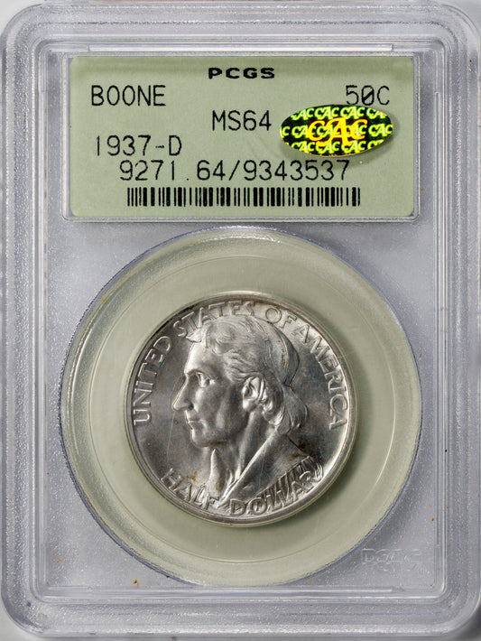 (9271) 1937-D 50C PCGS MS64 Boone Gold CAC