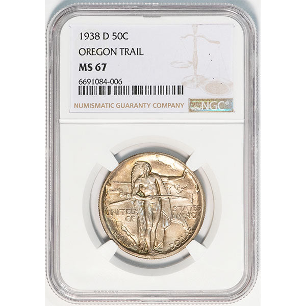 1938-D 50C Oregon NGC MS67 Silver Commemorative slab