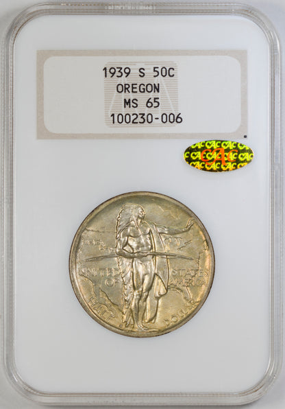 (9354) 1939-S 50C NGC MS65 Oregon Gold CAC