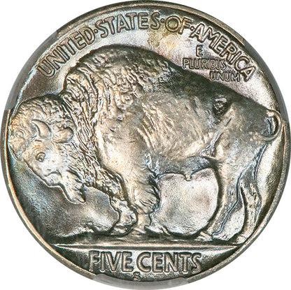 (3979) 1936-S 5C CACG MS67 CAC Buffalo reverse