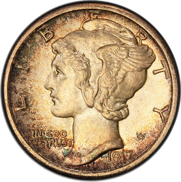 1917-D 10C PCGS MS64FB Mercury Dime obverse