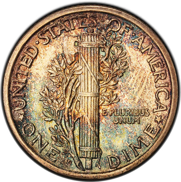 1917-D 10C PCGS MS64FB Mercury Dime reverse