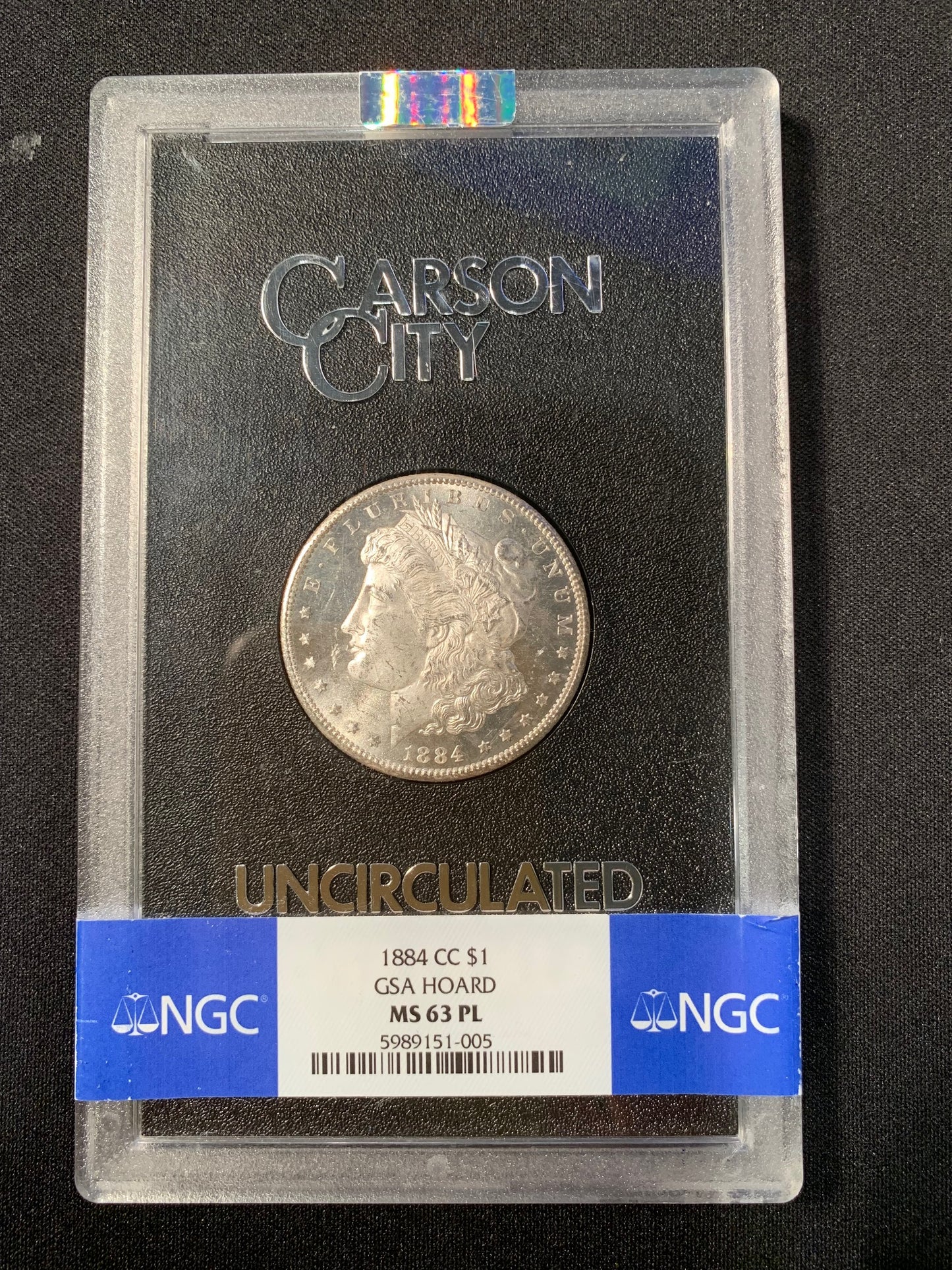 1884-CC $1 GSA Hoard NGC MS63 PL Morgan Dollar slab