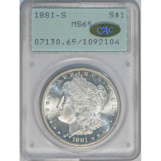 (7130) 1881-S $1 Old Holder PCGS MS65 Gold CAC