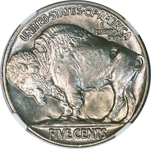 1937 5C NGC MS67+ CAC Buffalo Nickel reverse