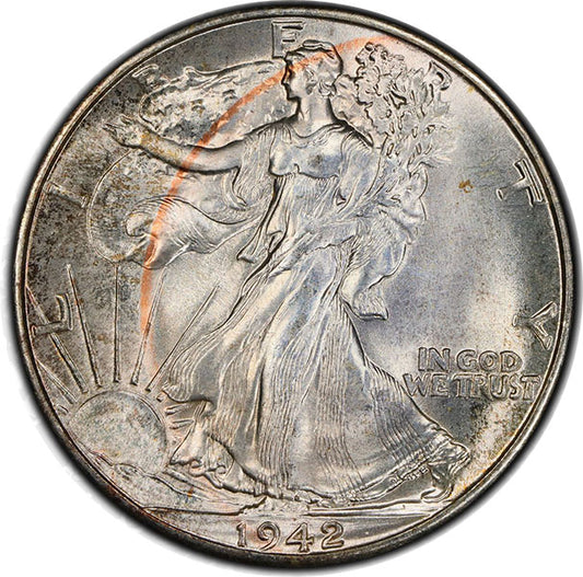 1942 50C PCGS MS67 CAC Walking Liberty Half Dollar obverse