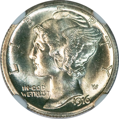 (4909) 1916-S 10C Mercury NGC MS66FB