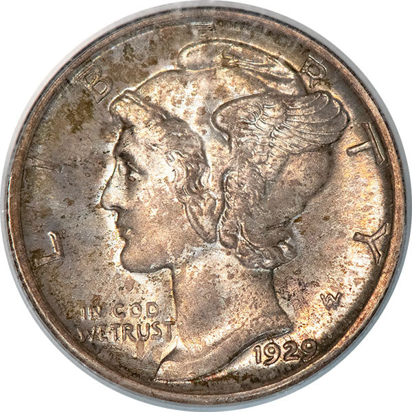 1929-D 10C PCGS MS65FB Mercury Dime old holder obverse