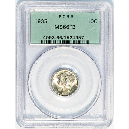 1935 10C PCGS MS66FB Mercury Dime Full Band old holder slab