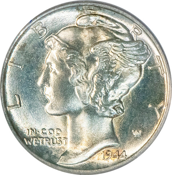 1944-D 10C PCGS MS65FB Mercury Dime old holder obverse 