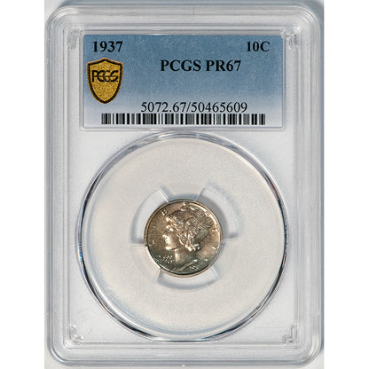 1937 10C PCGS PR67 Mercury Dime slab