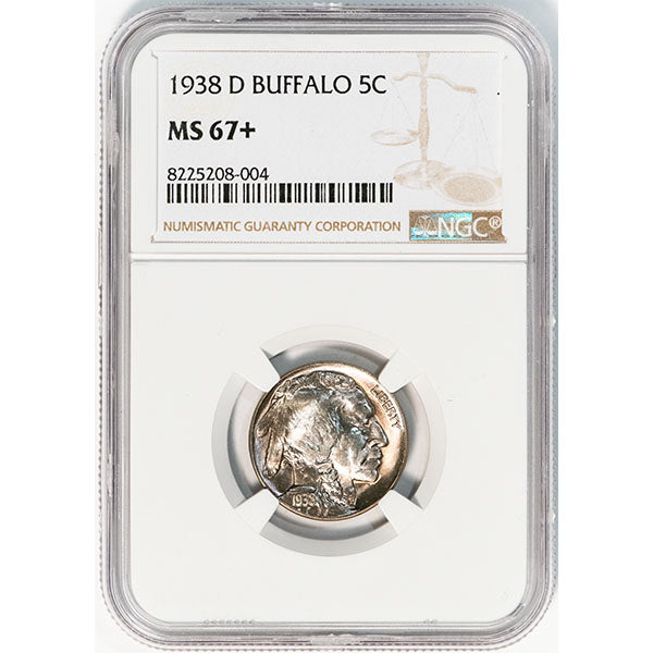 1938-D 5C NGC MS67+ Buffalo Nickel slab