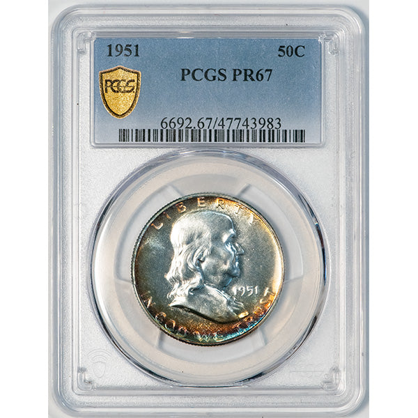 1951 50C PCGS PR67 Franklin Half Dollar slab