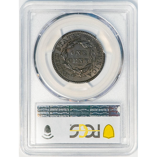 1830 1C Large Letters N-1, R.1 PCGS XF45 Coronet Head Cent reverse slab