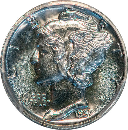 (5072) 1937 10C PCGS PR67+ CAC Mercury obverse