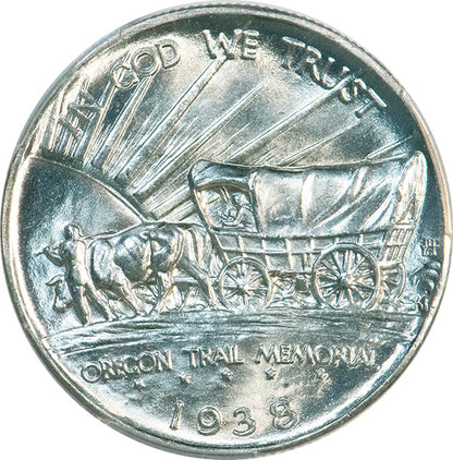 1938 50C Oregon PCGS MS66 CAC Silver commemorative reverse