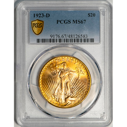 (9176) 1923-D $20 PCGS MS67 Saint slab