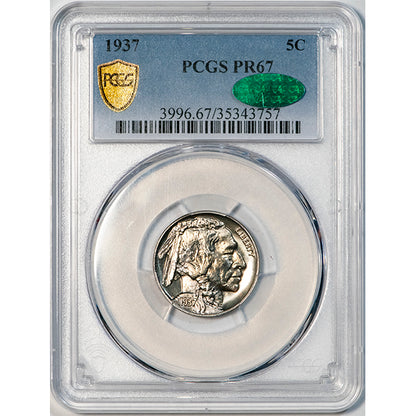 1937 5C PCGS PR67 CAC Buffalo Nickel slab