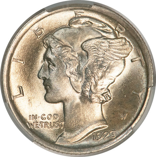 1923 10C CACG MS67 CAC Mercury Dime obverse