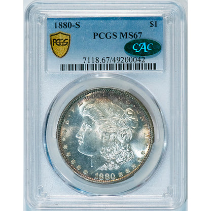 1880-S $1 PCGS MS67 CAC Morgan dollar slab