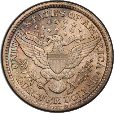 1899 25C PCGS MS64 Barber Quarter reverse