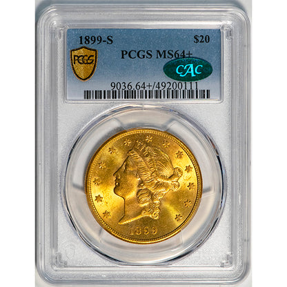 1899-S $20 PCGS MS64+ CAC Liberty Head slab