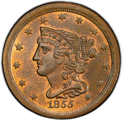 (1233) 1855 1/2C PCGS MS65BN CAC