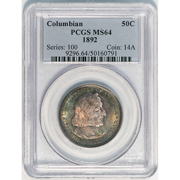 1892 Columbian 50C PCGS MS64 Silver commemorative slab