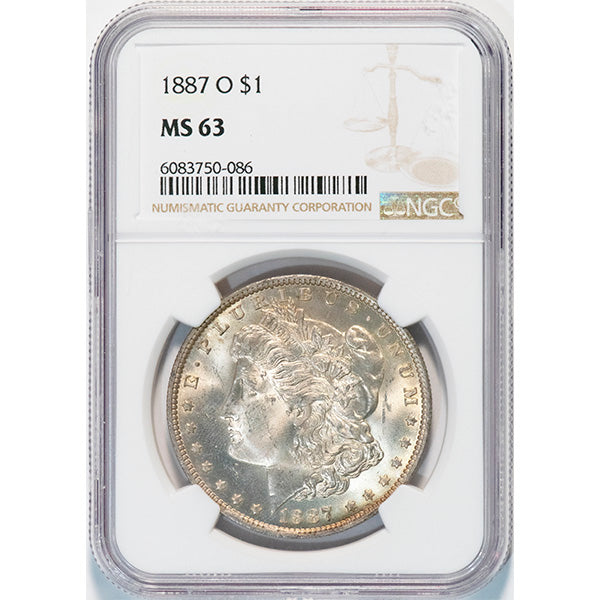 1887-O $1 NGC MS63 Morgan Dollar slab